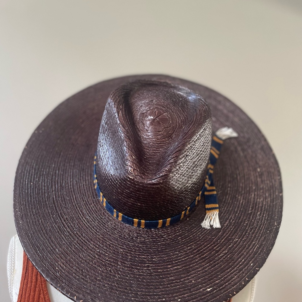Brixton Blue and Brown Western Hat with Decorative Band